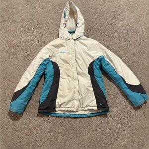 Columbia Teal and White Puffer Jacket